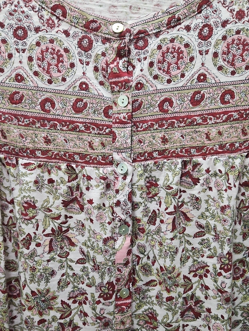 Lucky Brand Pink Floral Button-Up Peasant Top - Picture 3 of 9